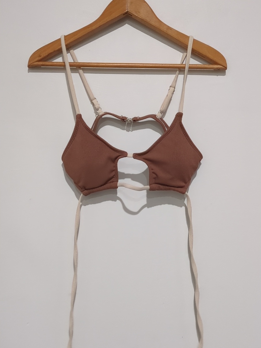 Brown Ribbed Bikini Set - Picture 2 of 3